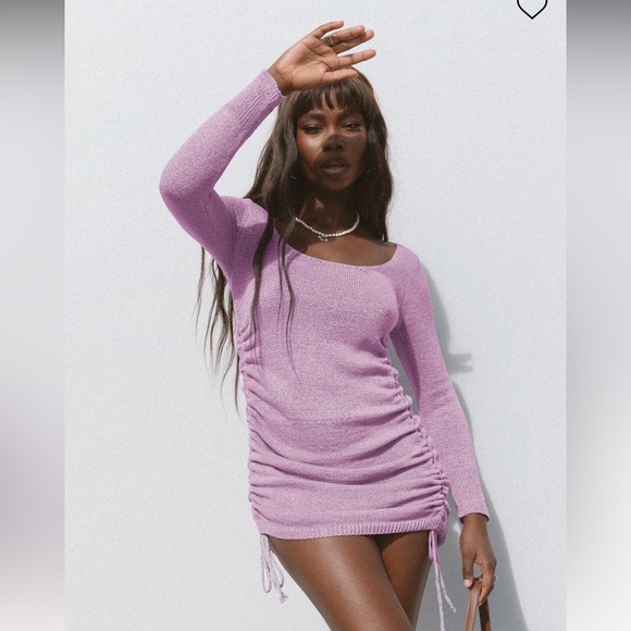 NWT Princess Polly Mya Long Sleeve Mini Dress in purple - Picture 3 of 5